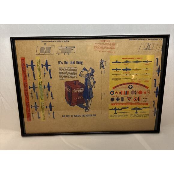 WW11 COCA-COLA FRAMED 1940’s BOOK COVER VERY RARE - Picture 1 of 10